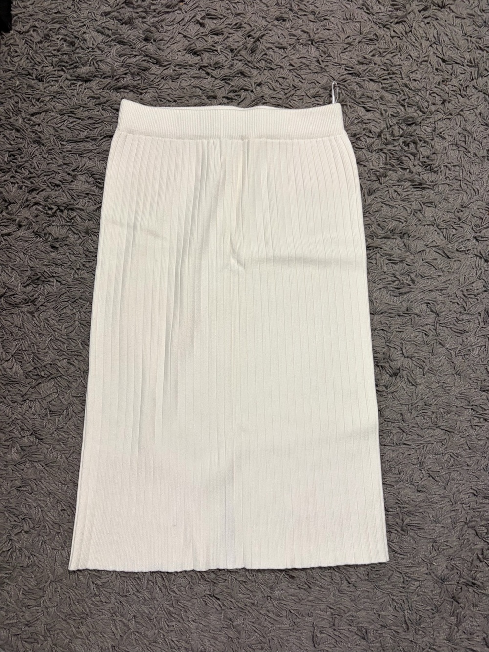 Ribbed Knit Pencil Skirt - White